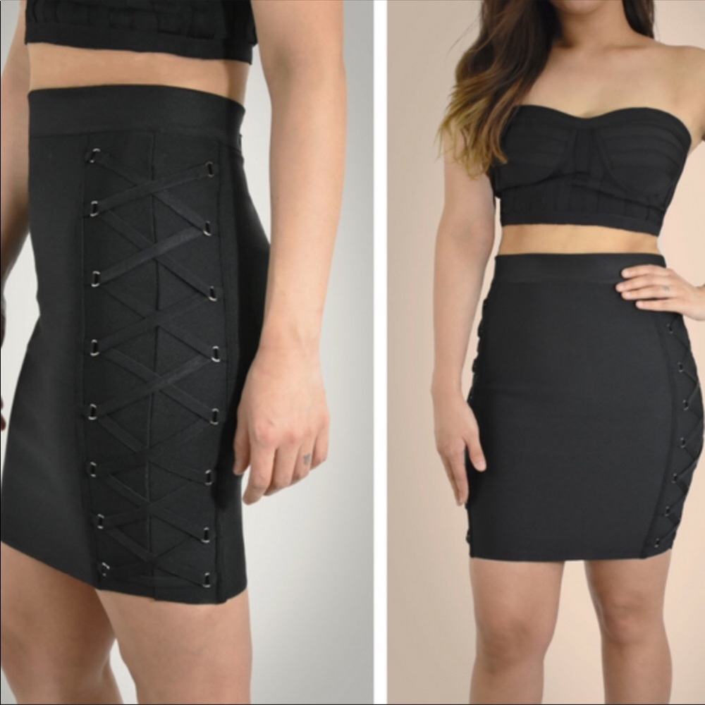 🔃 Marcela // Lace Up Bandage Skirt